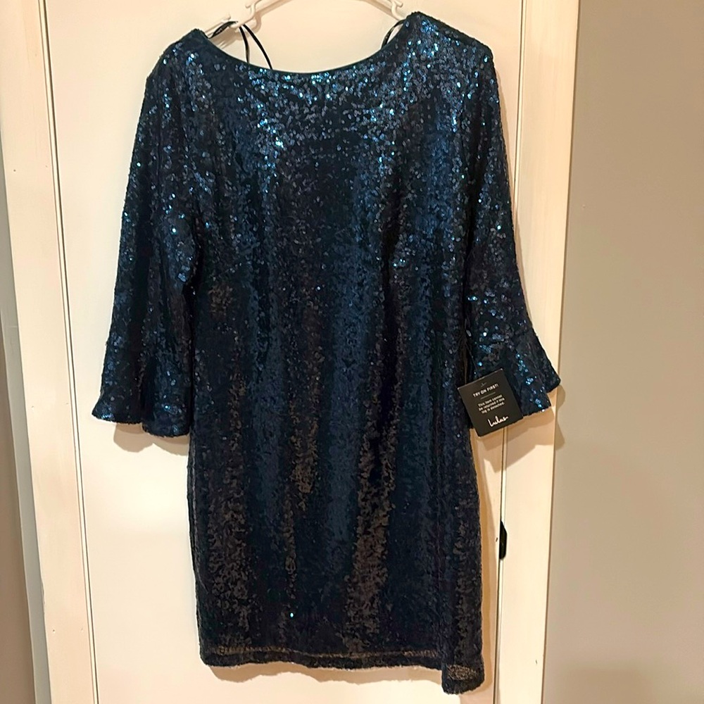 Lulus XL Navy Blue sequin dress quarter arm never worn tags intact